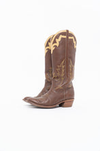 Load image into Gallery viewer, Vintage x BOULET Brown, Cream Leather Cowboy Boot (9, 9.5W)