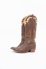 Load image into Gallery viewer, Vintage x BOULET Brown, Cream Leather Cowboy Boot (9, 9.5W)