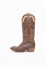Load image into Gallery viewer, Vintage x BOULET Brown, Cream Leather Cowboy Boot (9, 9.5W)