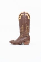 Load image into Gallery viewer, Vintage x BOULET Brown, Cream Leather Cowboy Boot (9, 9.5W)