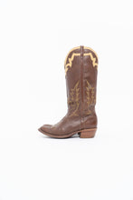Load image into Gallery viewer, Vintage x BOULET Brown, Cream Leather Cowboy Boot (9, 9.5W)