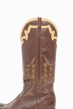 Load image into Gallery viewer, Vintage x BOULET Brown, Cream Leather Cowboy Boot (9, 9.5W)