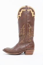 Load image into Gallery viewer, Vintage x BOULET Brown, Cream Leather Cowboy Boot (9, 9.5W)