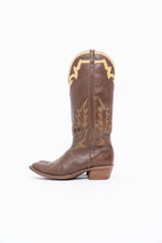 Load image into Gallery viewer, Vintage x BOULET Brown, Cream Leather Cowboy Boot (9, 9.5W)