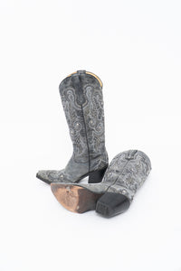 Vintage x CORRAL Grey Studded Leather Cowboy Boot (5-6W)