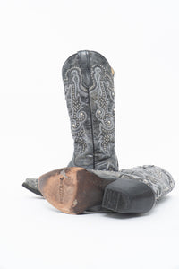 Vintage x CORRAL Grey Studded Leather Cowboy Boot (5-6W)