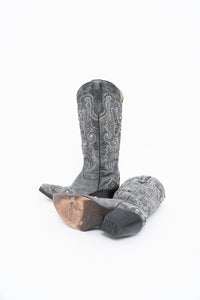 Vintage x CORRAL Grey Studded Leather Cowboy Boot (5-6W)