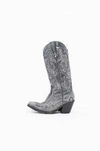 Vintage x CORRAL Grey Studded Leather Cowboy Boot (5-6W)