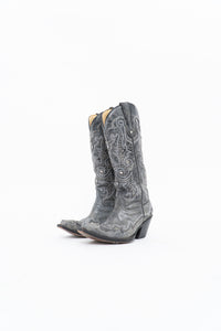 Vintage x CORRAL Grey Studded Leather Cowboy Boot (5-6W)