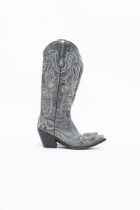 Vintage x CORRAL Grey Studded Leather Cowboy Boot (5-6W)