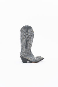 Vintage x CORRAL Grey Studded Leather Cowboy Boot (5-6W)