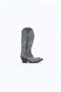 Vintage x CORRAL Grey Studded Leather Cowboy Boot (5-6W)
