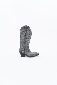 Vintage x CORRAL Grey Studded Leather Cowboy Boot (5-6W)