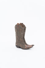 Load image into Gallery viewer, Vintage x SOPHYA Brown Distressed Rhinestone Denim, Leather Cowboy Boot (7-8W)
