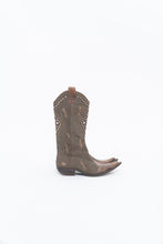 Load image into Gallery viewer, Vintage x SOPHYA Brown Distressed Rhinestone Denim, Leather Cowboy Boot (7-8W)