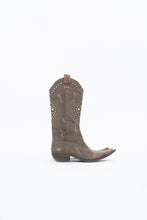 Load image into Gallery viewer, Vintage x SOPHYA Brown Distressed Rhinestone Denim, Leather Cowboy Boot (7-8W)