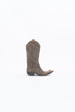 Load image into Gallery viewer, Vintage x SOPHYA Brown Distressed Rhinestone Denim, Leather Cowboy Boot (7-8W)