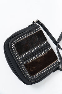 TRINITY RANCH x Black Pebble Leather Pony Hair Crossbody