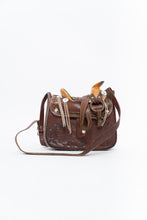 Load image into Gallery viewer, Vintage x Brown Leather Embossed Saddle Purse