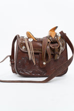 Load image into Gallery viewer, Vintage x Brown Leather Embossed Saddle Purse