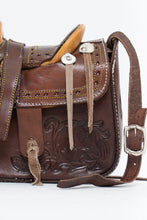 Load image into Gallery viewer, Vintage x Brown Leather Embossed Saddle Purse