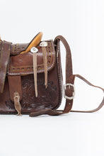 Load image into Gallery viewer, Vintage x Brown Leather Embossed Saddle Purse