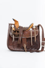 Load image into Gallery viewer, Vintage x Brown Leather Embossed Saddle Purse