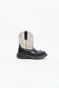 Vintage x ARIAT Fat Baby Black, White Leather Cowboy Boot (7.5W)