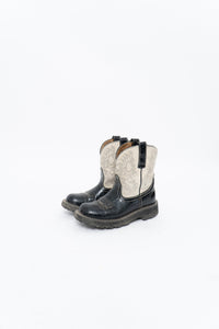 Vintage x ARIAT Fat Baby Black, White Leather Cowboy Boot (7.5W)