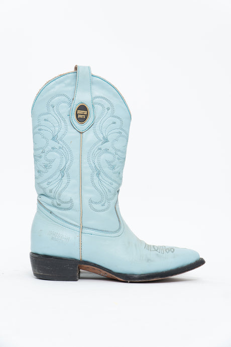 Vintage x HOUSTON BOOTS Blue Leather Cowboy Boot (6-7)