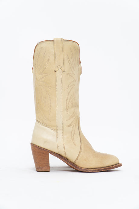 Vintage x MISS CAPEZIO USA Structured Leather Cowboy Boots (7-7.5W)