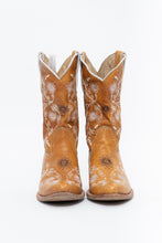 Load image into Gallery viewer, Vintage x PANCO PIONEER Orange Floral Embroidered Leather Cowboy Boot (6, 6.5W)