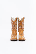 Load image into Gallery viewer, Vintage x PANCO PIONEER Orange Floral Embroidered Leather Cowboy Boot (6, 6.5W)