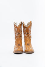 Load image into Gallery viewer, Vintage x PANCO PIONEER Orange Floral Embroidered Leather Cowboy Boot (6, 6.5W)
