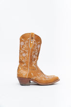 Load image into Gallery viewer, Vintage x PANCO PIONEER Orange Floral Embroidered Leather Cowboy Boot (6, 6.5W)