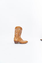 Load image into Gallery viewer, Vintage x PANCO PIONEER Orange Floral Embroidered Leather Cowboy Boot (6, 6.5W)