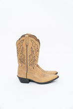 Load image into Gallery viewer, Vintage x ARIAT Beige, Black Embroidered Cowboy Boot (7.5W)