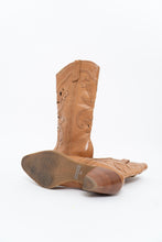 Load image into Gallery viewer, Vintage x Tan Soft Leather Cutout Cowboy Boot (6-7W)