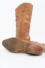 Load image into Gallery viewer, Vintage x Tan Soft Leather Cutout Cowboy Boot (6-7W)