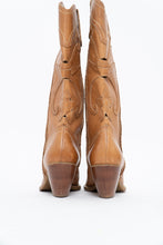 Load image into Gallery viewer, Vintage x Tan Soft Leather Cutout Cowboy Boot (6-7W)