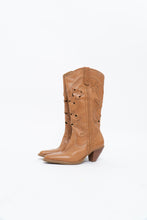 Load image into Gallery viewer, Vintage x Tan Soft Leather Cutout Cowboy Boot (6-7W)