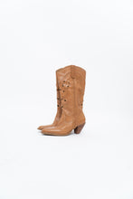 Load image into Gallery viewer, Vintage x Tan Soft Leather Cutout Cowboy Boot (6-7W)