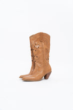 Load image into Gallery viewer, Vintage x Tan Soft Leather Cutout Cowboy Boot (6-7W)