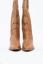 Load image into Gallery viewer, Vintage x Tan Soft Leather Cutout Cowboy Boot (6-7W)
