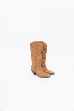 Load image into Gallery viewer, Vintage x Tan Soft Leather Cutout Cowboy Boot (6-7W)