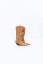 Load image into Gallery viewer, Vintage x Tan Soft Leather Cutout Cowboy Boot (6-7W)