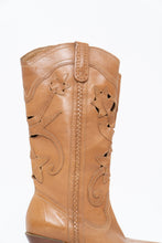 Load image into Gallery viewer, Vintage x Tan Soft Leather Cutout Cowboy Boot (6-7W)