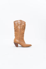 Load image into Gallery viewer, Vintage x Tan Soft Leather Cutout Cowboy Boot (6-7W)
