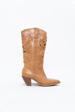 Load image into Gallery viewer, Vintage x Tan Soft Leather Cutout Cowboy Boot (6-7W)