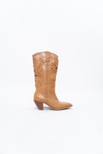 Load image into Gallery viewer, Vintage x Tan Soft Leather Cutout Cowboy Boot (6-7W)